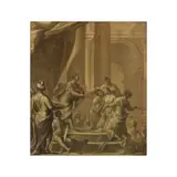 Donato Creti, Esther et Assuérus, oil on paper laid down on canvas, en grisaille