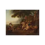 La querelle militaire by dit le Watteau de Lille Louis Joseph Watteau, oil on panel, sold Oct 2024