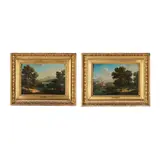 Pierre Joseph Petit, Une paire de paysages montagneux animés, a pair, oil on panel