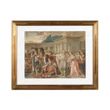 Joseph-Marie Vien, Priam partant supplier Achille de lui rendre le corps  d'Hector, black, red chalk, watercolour and heightened with white on paper, squared