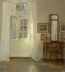 Carl Holsøe, Interieur, Öl auf Leinwand, auf Hartfaser aufgezogen