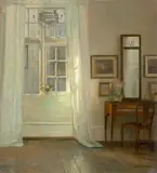 Carl Holsøe, Interieur, Öl auf Leinwand, auf Hartfaser aufgezogen