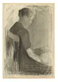 Paula Modersohn-Becker, Sitzende Frau mit Kind auf dem Schoß, Um 1898, Kohle auf Bütten