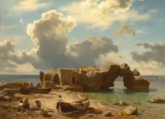 August Wilhelm Leu, Capri, 1864, Öl auf Leinwand. Doubliert