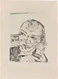 Max Beckmann, Jahrmarkt, 1922, Original-Halbleinenmappe mit 10 Kaltnadelarbeiten, jeweils auf Velin