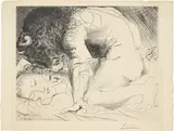 Pablo Picasso, Minotaure caressant du mufle la main d'une dormeuse, 1933, Kaltnadel auf Velin (Wasserzeichen: Vollard)
