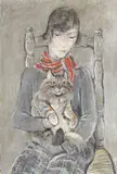 Jeanne Mammen, Frau mit Katze (Marie Louise)“. Vor 1929