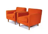 J. R. Davidson, Lounge chairs (2), c. 1950, Teak, wool upholstery