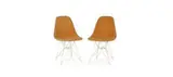 Side chairs (5) by Charles and Ray Eames, Fiberglass, steel wire, original Alexander Girard upholstery, sold May 2013