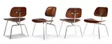 Charles and Ray Eames, Rare dining chairs (4), Rosewood faced plywood, chrome-plated steel