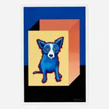 Blue Label by George Rodrigue, 1995, screenprint in colors, sold Oct 2021