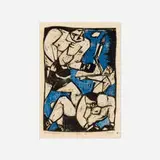 The Knockdown by Josef Zenk, 1940, woodblock in colors, sold Oct 2021