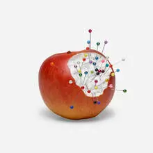 Rachel Harrison, Apple Multiple, 2008, artificial fruit, sewing pins