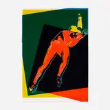 Speed Skater Trial Proof (from the Art and Sports portfolio) by Andy Warhol, 1983, screenprint in colors on Arches 88, sold Oct 2021