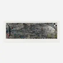 William T. Wiley, Leviathan Belongs to the Ocean, 1990, monoprint woodcut with hand-coloring