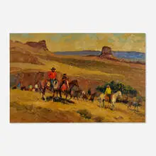 Sheryl Bodily, Untitled (Horseback Riders), c. 1960, oil on canvas