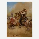 Leo F. Thibou, Untitled (Cowboys), 1907, oil on canvas