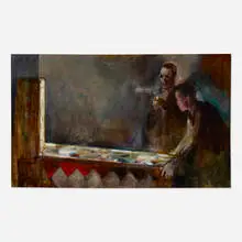 Alberto Sughi, Il flipper, 1958, oil on canvas
