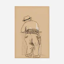 Ben Shahn, Man with Gun in Holster, c. 1950, lithograph with hand-coloring