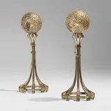 Oscar Bach, Table lamps, pair, silvered bronze