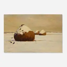 George Wainwright Harvey, Haystacks - Winter Afternoon (Essex Salt Marshes), oil on canvas