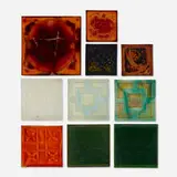 Tiffany Studios, Collection of ten tiles, c. 1910, Favrile glass