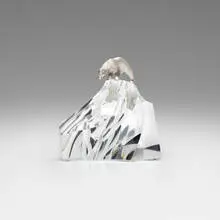 James Houston for Steuben, Ice Bear, c. 1970, lead glass, rhodium-plated sterling silver