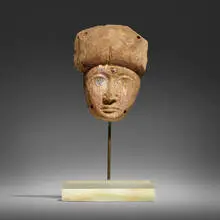 Ancient Egyptian, Mummy mask, carved and painted wood
