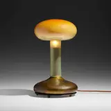 Mushroom table lamp by Tiffany Studios, Tiffany Glass & Decorating Co., sold Feb 2024