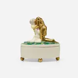 Donauweibchen covered box with figural finial by Michael Powolny for Wiener Keramik, sold Feb 2024