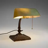 Amronlite, Piano lamp, c. 1920, patinated bronze, textured glass