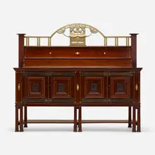 Robson & Sons, Sideboard, c. 1900, mahogany, inlaid satinwood, brass, mother-of-pearl