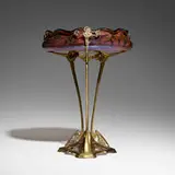Bohemian, Art Nouveau tazza with mount, c. 1900, hand-blown glass, gilt metal