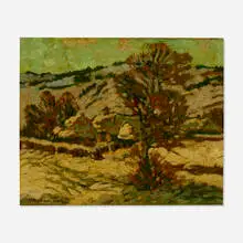 Ota Bubeníček, Haus in winterlicher landschaft (House in Winter Landscape), oil on board