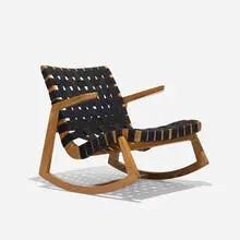 Ralph Rapson, rocking chair, 1945, birch, canvas webbing