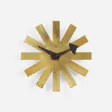 Asterisk wall clock, model 2213 by George Nelson & Associates, c. 1953, brass, enameled aluminum, birch, sold Feb 2015