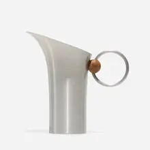 Russel Wright, pitcher, c. 1932, spun aluminum, beech