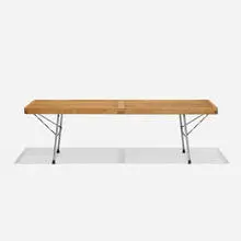 Platform Bench, model 4690 by George Nelson & Associates, 1945, birch, chrome-plated steel, rubber, sold Feb 2015