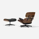 Charles and Ray Eames, 670 lounge chair and 671 ottoman, rosewood, leather, enameled and brushed aluminum