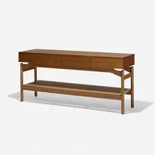 console by Greta Magnusson Grossman, 1954, walnut, cane, sold Feb 2015