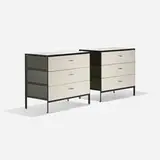 Steelframe cabinets, pair by George Nelson & Associates, 1950, lacquered wood, enameled steel, masonite, aluminum, sold Feb 2015