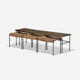 Arthur Umanoff, bench and set of three stools