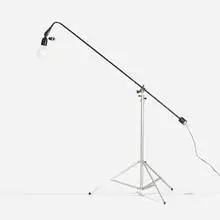 Roland Smith, floor lamp, c. 1948, aluminum, enameled aluminum, lacquered wood, nickel-plated steel, rubber