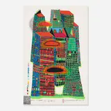 Good Morning City by Friedensreich Hundertwasser, 1969, screenprint with metallic embossing on Fabriano paper, sold Sep 2014