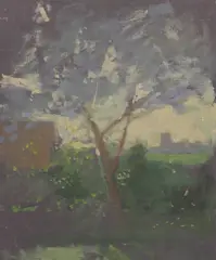 Untitled by Fred Dubery, oil on board 13 x 22cm; SPRING LANDSCAPE Oil on board 23 x 41cm (10), sold Oct 2019