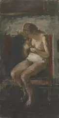Untitled by Fred Dubery, Fred Dubery (1926-2011) SEATED NUDE VI Oil on board 46 x 25.5cm, sold Oct 2019