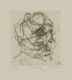 Frank Auerbach, Untitled, from 'SIX ETCHINGS OF HEADS' Etching in grey and black