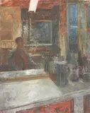 Fred Dubery, Untitled, oil on canvas 92 x 71cm; THE STUDIO AT NIGHT Oil on board 92 x 71cm (3)