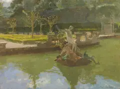 Untitled by Fred Dubery, THE SCULPTURE Oil on canvas 45.6 x 60.4cm; BOBOLI GARDENS Signed, sold Oct 2019