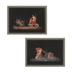 Michelangelo Maestri, Neptune ; Pluton, une paire, gouache sur papier, sur une base gravé